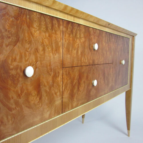 Art Deco Sideboard made from solid cherry and curly maple.