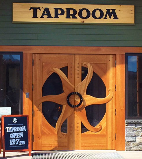 Custom handmade doors for Lawson's Brewing in Vermont